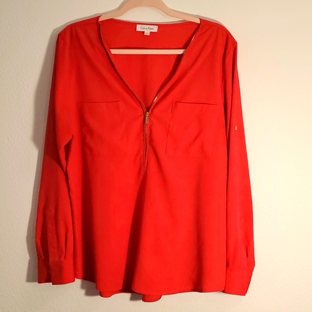 Fuchsia long sleeve CK blouse